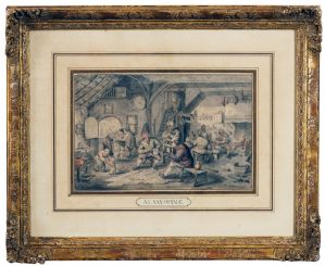 ARTISTA DESCONOCIDO (en el círculo de Cornelis Dusart?), ESCENA DE GÉNERO AL ESTILO DE VAN OSTADE